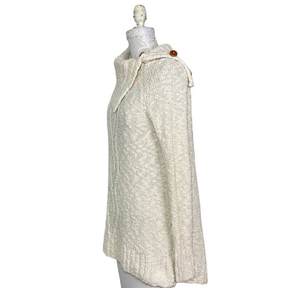 Moth Cowl Split Neck Wood Button Sweater Cream Women Small Anthropologie - Picture 5 of 12